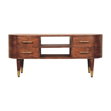 Homeroots 43in Brown Solid Wood Enclosed and Open Storage TV Stand 719189