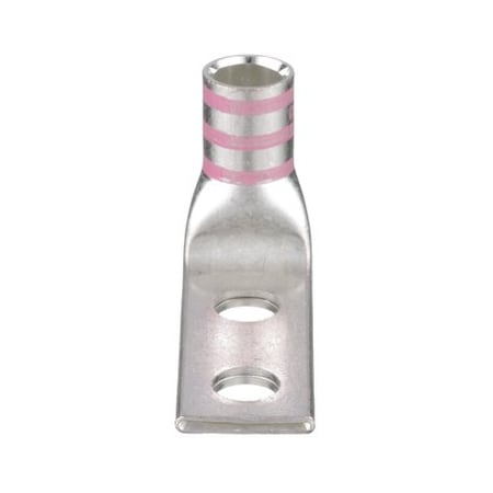 Panduit Two-Hole Compression Lug, 1/0 AWG Max, Standard Barrel, Copper, Pink LCDX1/0-38DF-X