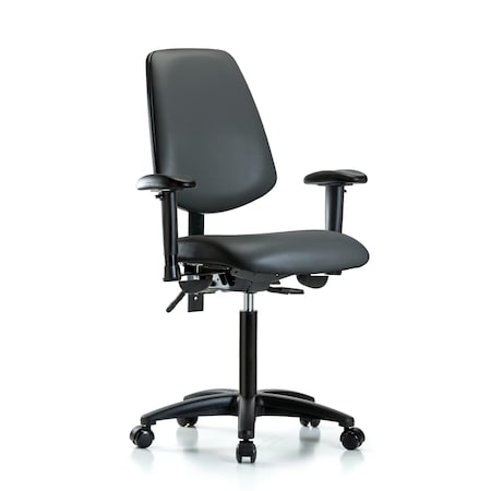 Blue Ridge Ergonomics Vinyl Chair, Vinyl, Adjustable Arms BR-VMBCH-MB-RG-T0-A1-NF-RC-8823