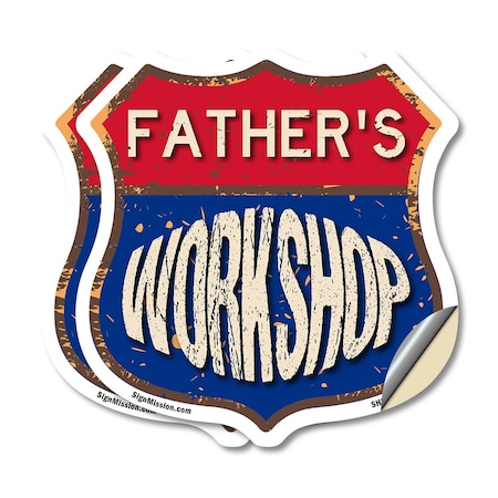 Signmission Father's Workshop, 12 inch X 12 inch, Vinyl Decal, 2PK SHI-D-2PACK-12-489-FATHER