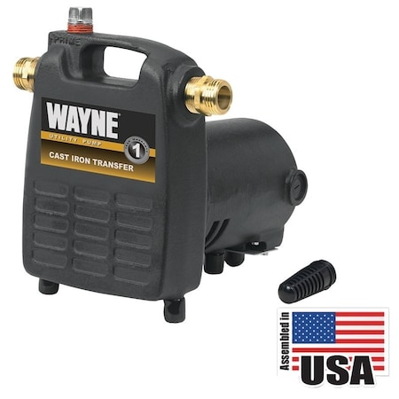 Wayne PC4 Non-Submersible, Self-Priming Utility Pump, 120 V, 8 A, 3/4 in Inlet, 3/4 in Outlet, 1600 gph PC4