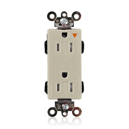 Leviton Straight Blade Receptacle, 5-15R, 15 A, 125V AC, Surface Mount, Isolated Ground MT162-IGI