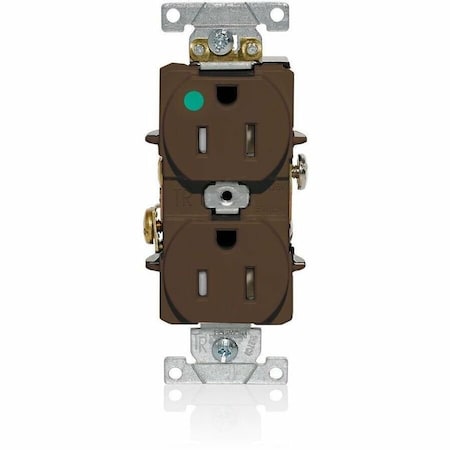 Leviton Dup Rec 15A 125V TR/HG Brn T8200