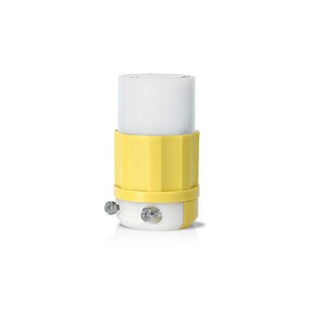 Leviton Locking Connector, L6-30R, 30 A, 250V AC, Single Phase, 2 Pole, Screw Terminals, White, Yellow C2623-CY