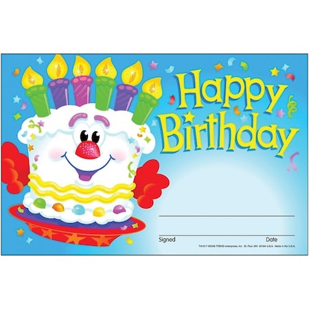 Trend Enterprises Happy Birthday Cake Recognition Awards, 30 Per Pack, PK6 T81017