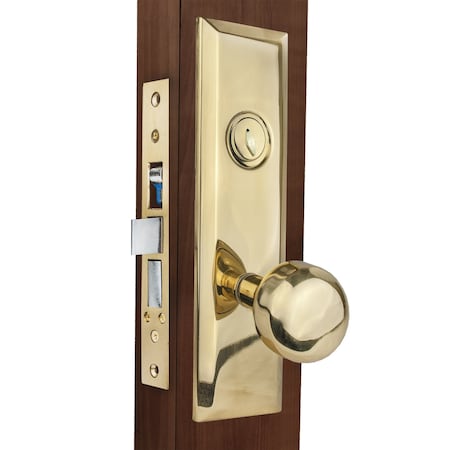 Trans Atlantic Co. ML900 Series Heavy-Duty Mortise Lock with Knob Escutcheon, Grade 1 in Satin Brass DL-ML914-US3