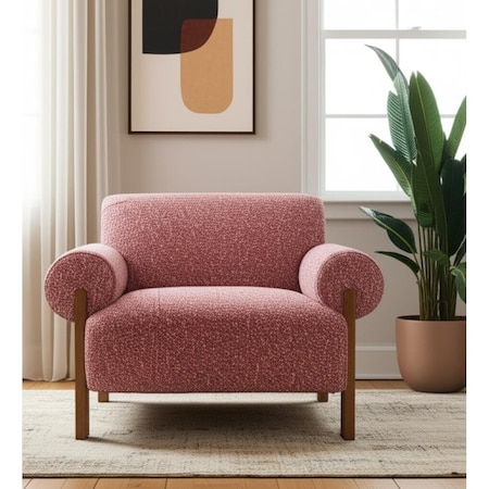 Homeroots 39" Copper And Brown Woven Upholstery And Solid Wood Arm Chair 632601