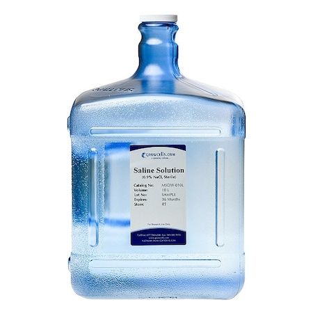 Growcells Sterile Saline, Clear, Bottle, 10 L, PK48 MSDW-010L
