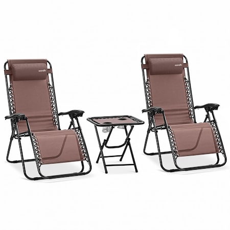 Serenelife Outdoor Zero Gravity Lounge Chair Set with Table SLZGHTBRM65