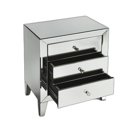 Homeroots 24" Clear Glass Three Drawer Chest 389759