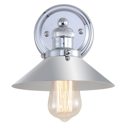 Jonathan Y July 7.9 in. 1-Light Industrial Farmhouse Metal Vanity Light, Chrome JYL7423A