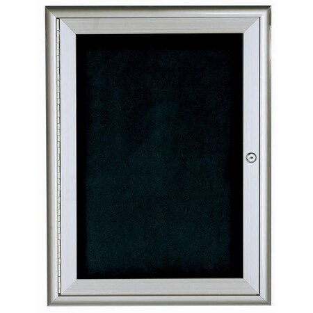 Aarco Enclosed Directory w/ Aluminum Waterfall Style Frame, Silver, Black Felt, 36''Hx24''W, 1 Door Unit WFD3624