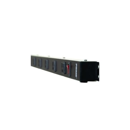 Cable Wholesale 12 Outlet, 4 foot power strip. 15A. with 6ft Power Cord. 14 AWG, black 51W2-32106