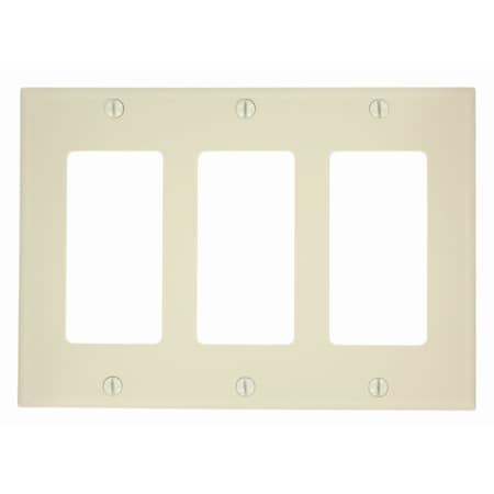 Leviton Decora Wallplate, Standard Size, Gang 3, Ivory 80411-NI