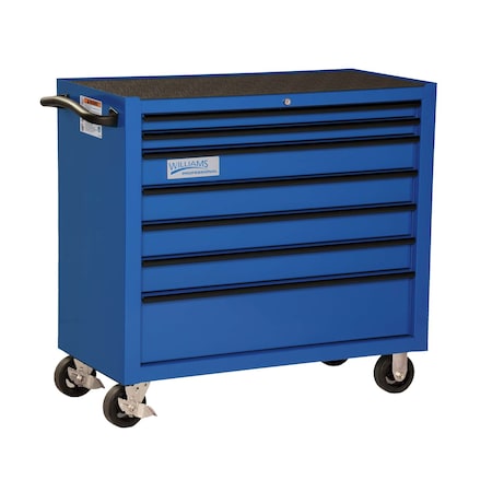 Williams Rolling Cabinet, 7 Drawer, Blue, Steel, 40 in W x 20 in D x 38 in H JHWW40RC7BL