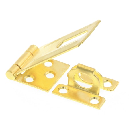 Prime-Line Door and Gate, Safety Hasp Hinge Latch with Fixed Staple 3-1/4 inch with Screws, Brass Plated U 117116