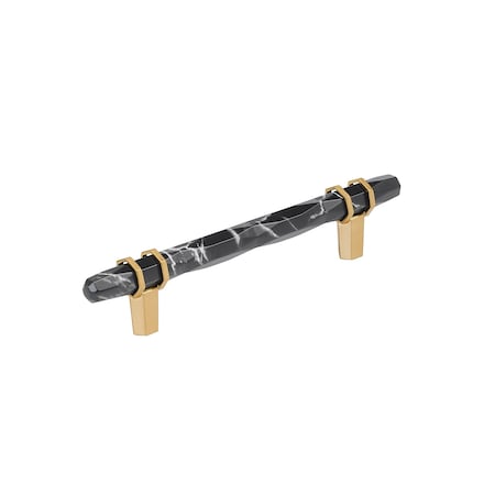 Amerock Carrione 5-1/16 inch 128mm Center-to-Center Marble Black/Champagne Bronze Cabinet Pull BP36649MBKCZ