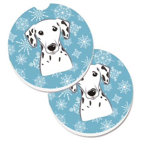 Carolines Treasures Snowflake Dalmatian Set of 2 Cup Holder Car Coaster BB1644CARC