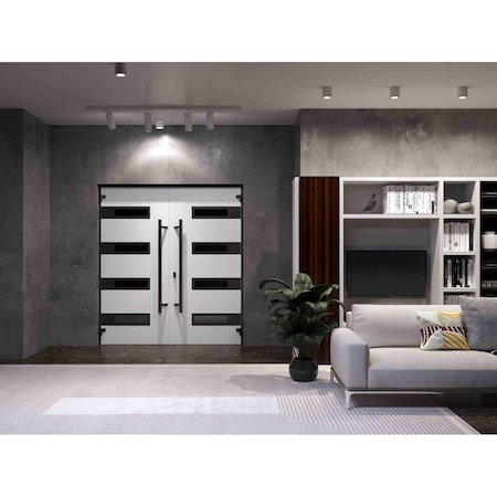 Vdomdoors Front Exterior Prehung Aluminum Double Doors Ronex0131 Grey Mirrored Clear Glass Entry Metal Modern RONEX0131DEXD-GRE-W72xH80-RH-O