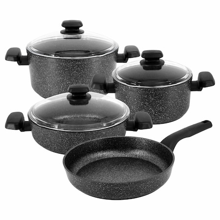 Korkmaz Ornella 7 Piece Non Stick Aluminum Cookware Set in Black A2609