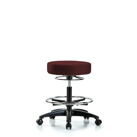 Blue Ridge Ergonomics Vin Stool without Back-Medium Bench Ht with Chrome Foot RingandCasters in Burgundy Trailblazer Vin BR-VMBSO-RG-CF-RC-8569