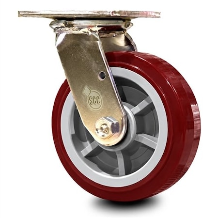 Service Caster 6 Inch Polyurethane Wheel Swivel Caster with Roller Bearing SCC-30CS620-PPUR