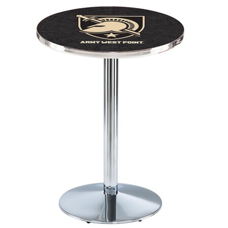 Holland Bar Stool Co 36" Chrome US Military Academy ARMY Pub Table, 36" dia. Top L214C3636USMilA