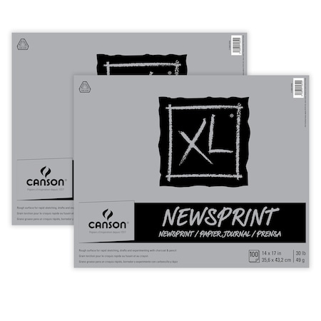 Canson XL Series Newsprint Pad, Tape Binding, 100 Sheet, 14x17 inch, 2PK C100510950