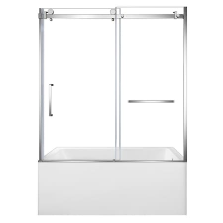 Kingston Brass 60" Acrylic Alcove Right-Hand Drain Tub with Left Sliding Tub Door, White/Polished Chrome KVTAP603222R1