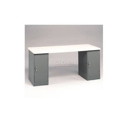 Tennsco Pedestal Workbench With Two Cabinet Pedestals 3072PT-1-1