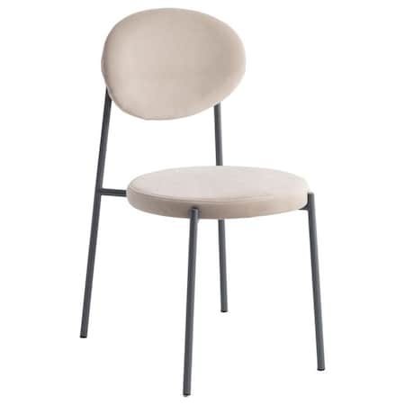 Leisuremod Euston Dining Chair with Velvet Seat and Grey Steel Frame, Beige RC17BG
