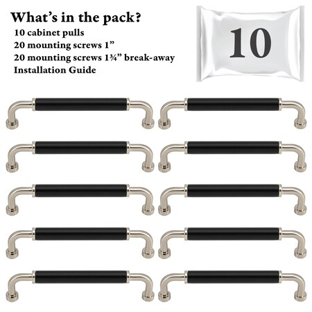 Designperfect 5 1/16'' Center-to-Center Barrel Pull, 10PK DPA10T964BLKSBN