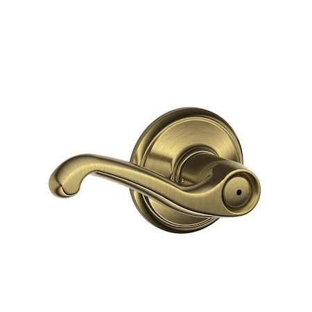 Schlage Residential Left Hand Flair Lever Privacy Lock with 16080 Latch and 10027 Strike Antique Brass by Bright F40FLA609625LH
