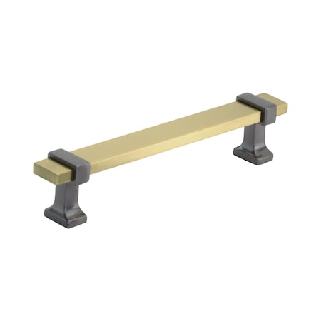 Amerock Overton 5-1/16 in 128 mm Center-to-Center Brushed Gold/Black Chrome Cabinet Pull BP36682BGLBCR