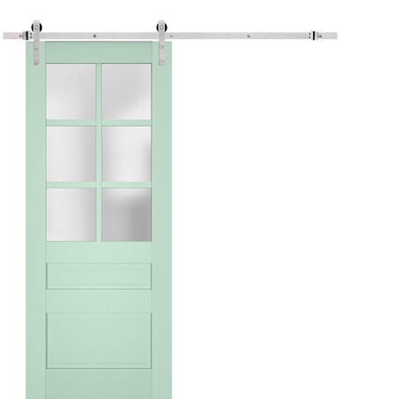 Sartodoors Sturdy Barn Door Solid Core Modern Interior VEREGIO7339BD-S-OLI-18 x 80-Silver Rail