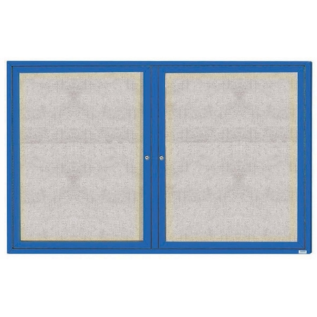 Aarco Outdoor Illuminated Enclosed Bulletin Board w/ Al Frame, Powder Coated Blue, 48''Hx72''W ODCC4872RIB