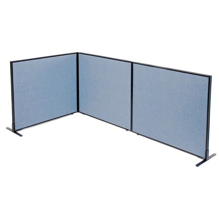 Global Industrial Interion Freestanding 3-Panel Corner Room Divider, 48-1/4"W x 42"H Panels, Blue 695052BL