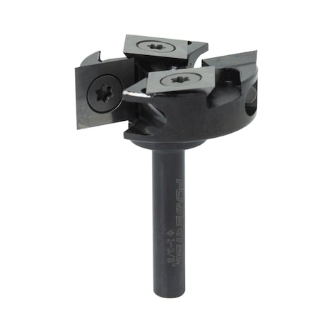 Powertec Slab Flattening Router Bit - 2+2 Flute Carbide Inserts with 1/4in Shank, 1-3/8in Cutting Diameter 73054N