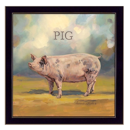 Homeroots Piper the Pig Black Framed Print Wall Art 404827