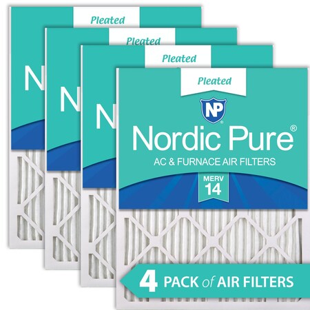 Nordic Pure 16x16x1 Pleated Air Filter, High Capacity, Electrostatically Charged Synthetic Media, MERV 14, 4 PK 16x16x1M14-4