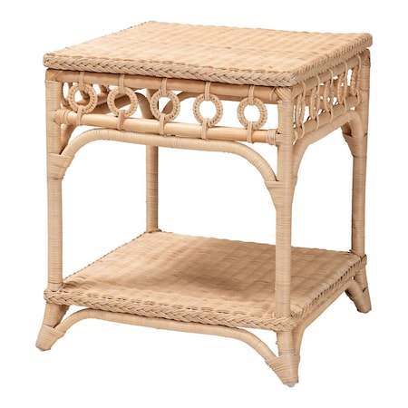Bali & Pari Oxford Braided Natural Rattan End Table 259-14172-ZORO