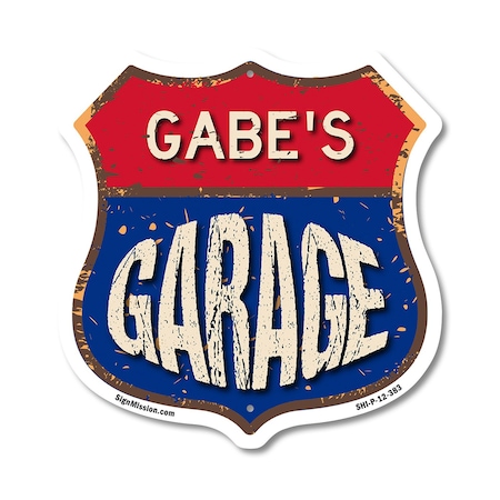 Signmission Gabe's Garage, 12 Inch X 12 Inch, Plastic Sign SHI-P-12-383-GABE