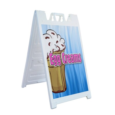 Signmission Egg Creams, A-Frame & 2 Decals Installed, Heavy-Duty Plastic Frame SBHD-D-2436-Egg Creams