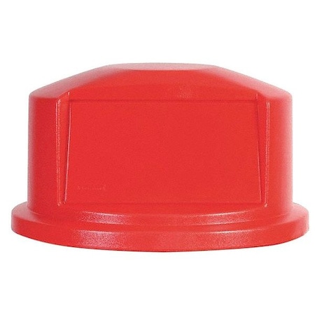 Rubbermaid Commercial BRUTE(R) 32 gal Trash Can Lid, Dome with Push Door Red, Resin, 1 Openings 22 3/4 in W/Dia FG263788RED