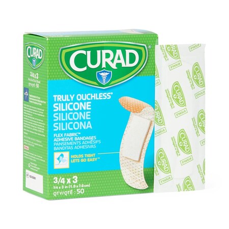 Medline CURAD Silicone Fabric Adhesive Bandages, 3/4in x 3in, 600PK NON75100