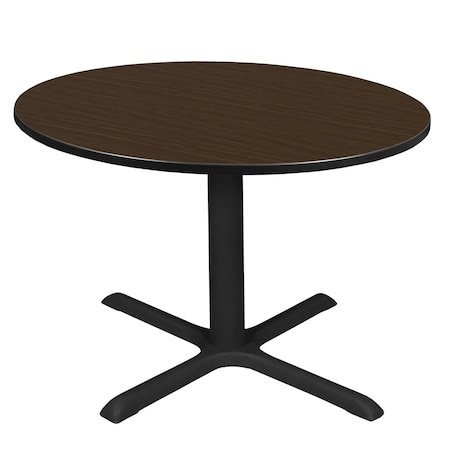 Regency Round Cain Large X-Base Breakroom Table, 48 in W, 48 in L, Neo Walnut TB48RNDNW