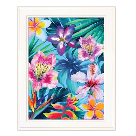 Homeroots Tropical Flowers 2 White Framed Print Wall Art 407884