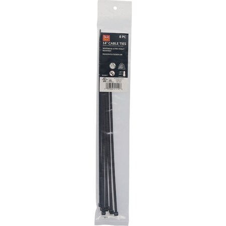 Do It Best 14''x0.189'' Black Molded Nylon Weather Resistant Cable Tie, 8PK LH-S-360-14-UVB-8