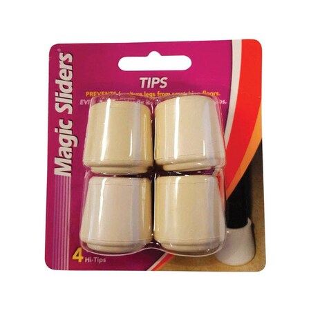 Magic Sliders Rubber Round Leg Tip, White, 1.13 in., 4PK 5955091
