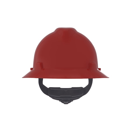 Msa Safety V-Gard Slotted Full Brim Hard Hat, Fas-Trac III Suspension, Type I, Class E, Red 475371